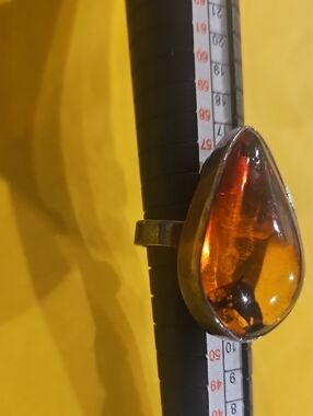 Teardrop Amber Stone Ring